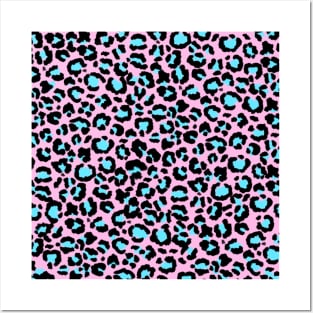 Leopard Pattern in Blue Ice and Pale Rose Posters and Art